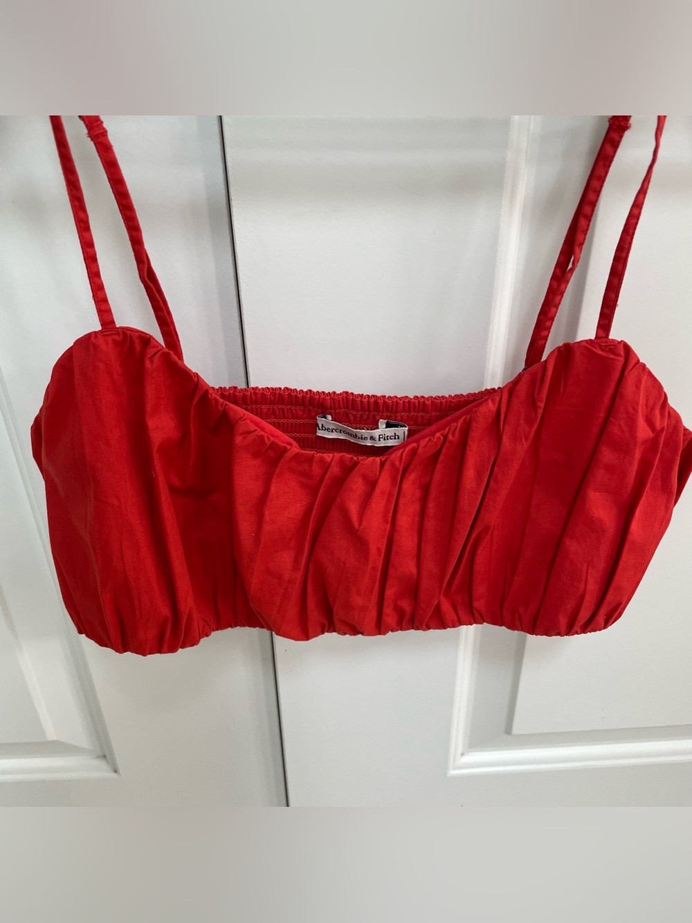 Abercrombie & Fitch Rust Colored Ruched Adjustable Thin Spaghetti Strap Top - Picture 3 of 10